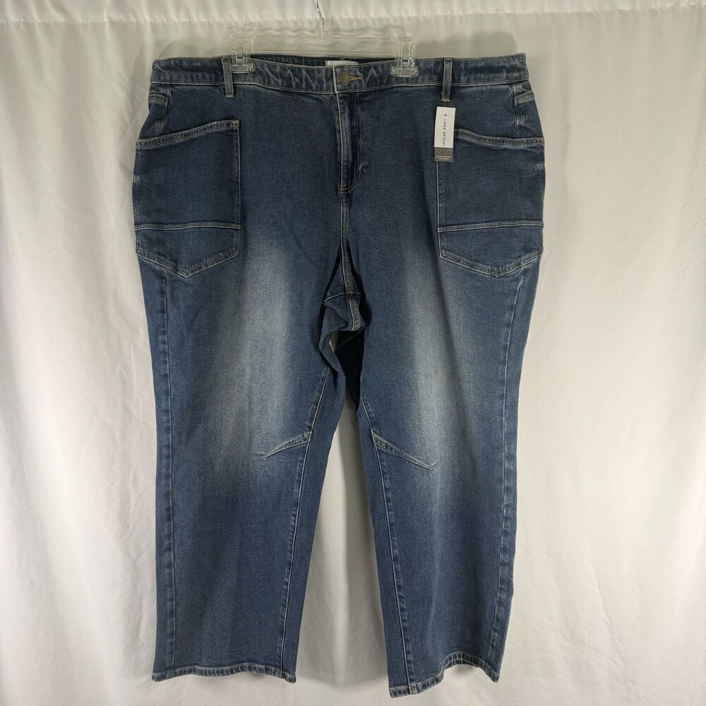 New Lane Bryant Relaxed Straight Jeans Women's 24 Medium Wash Mid Rise Cotton